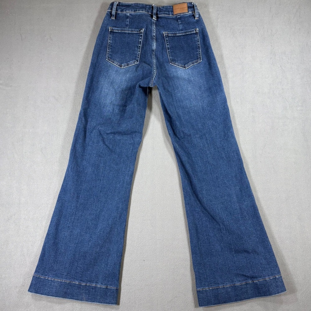 Flying Banana Flare Jeans Women 2S Blue Excellent Patch Pocket High Rise FLB-P-1 - Picture 6 of 8